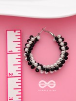 The Beaded Twists - Statement Hoops (Black-White)