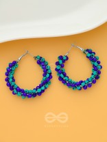 The Beaded Twists - Statement Hoops (Indigo-Cadet blue)