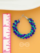 The Beaded Twists - Statement Hoops (Indigo-Cadet blue)