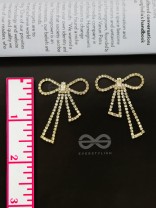 The Bedazzled Bowknots - Statement Golden Earrings