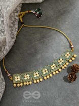 The Windows of Opulence - Set of Statement Choker and Earrings( PINE)