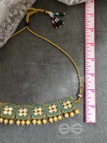 The Windows of Opulence - Set of Statement Choker and Earrings( PINE)
