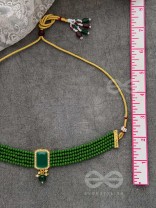 The Mystical Magnificence - Set of Statement Choker And Earrings (Forest Green)