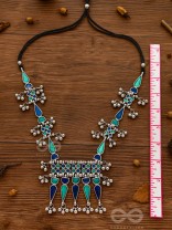The Bohemian Jaw Droppers - Statement Set of Meenakari Neckpiece and Earrings (Teal-Blue)