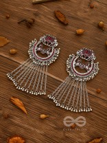 The Dangling Blooming Lotus - Statement Meenakari Earrings (Maroon)
