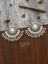 A Bohemian Tale - Embellished Oxidised Earrings (White)