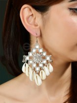 The Shell-Shocked Geometry - Silver Statement Oxidised Earrings