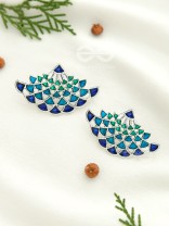 The Waves of Ocean - Exquisite Enamelled Earrings
