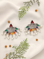 The Splashy Sun- Oxidised Enamelled Earrings