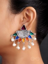 The Splashy Sun- Oxidised Enamelled Earrings