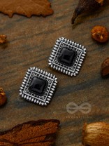 Onyx in a Maze of Silver - Tiny Trinket Earrings