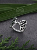 Butterfly Wings Fly Away - Oxidised Adjustable Ring