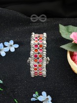 The Elegant Symmetry - Adjustable Enamelled Bracelet (Orange-Pink)