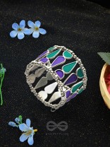 Kaliedoscope of Colours - Statement Enamelled Bracelet (Teal - Violet)
