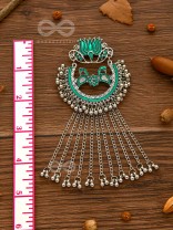 The Dangling Blooming Lotus - Statement Meenakari Earrings (Pine Green)