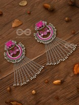 The Dangling Blooming Lotus - Statement Meenakari Earrings (Pink)