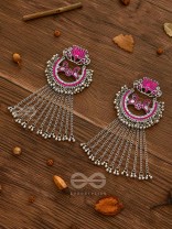 The Dangling Blooming Lotus - Statement Meenakari Earrings (Pink)