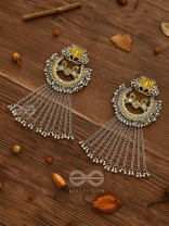 The Dangling Blooming Lotus - Statement Meenakari Earrings (Yellow)
