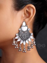 The White Willow- Oxidised Enamelled Earrings