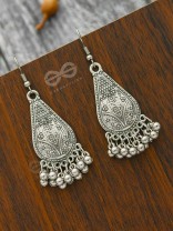 The Artsy Motif Teardrops - Oxidised Boho Earrings