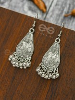 The Artsy Motif Teardrops - Oxidised Boho Earrings