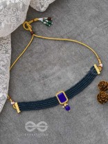 The mystical magnificence - set of statement choker and earrings ( Prussian Blue)