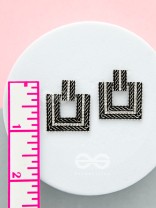 Geometric Grace - Rhinestone Encrusted Silver Earrings