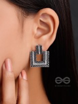 Geometric Grace - Rhinestone Encrusted Silver Earrings