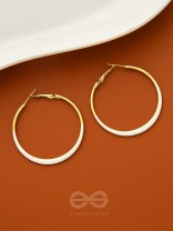 The Ashen Loops- Golden Hoop Earrings (Porcelain White)
