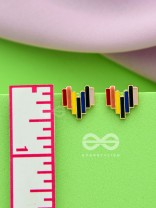 Mottled Hearts- Multicolored Enamelled Golden Earrings