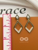 Paired Paragons- Diamond-Shaped Black and Golden Earrings