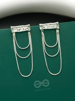 Shimmering Waterfall- Layered Chain Silver Dangler Earrings