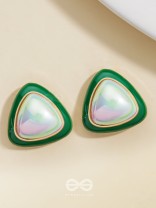 Emerald Drops- Green and White Stone Earrings