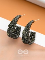 Dark Mystique- Black Textured Gun Metal Earrings
