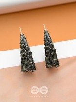 Dark Mystique- Black Textured Gun Metal Earrings