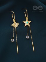 CELESTIAL SERENADE- GOLDEN RHINESTONES AND GEMSTONES EARRINGS