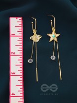 CELESTIAL SERENADE- GOLDEN RHINESTONES AND GEMSTONES EARRINGS