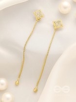 Drops of Gold- Rhinestones Encrusted Golden Dangler Earrings