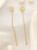 Drops of Gold- Rhinestones Encrusted Golden Dangler Earrings