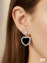 Heart of Ocean- Green Heart-Shaped Gem Stones and Rhinestones Studded Earrings