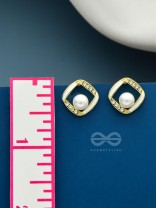 Sterling Droplets- White Enamelled Rhinestones Studded Pearl Earrings