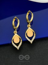 Twinkling Teardrops- Rhinestones Studded Golden Earrings