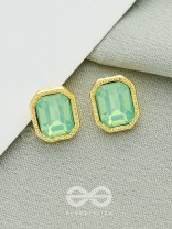 Deep Sea Eyes- Golden and Blue Crystal Earrings