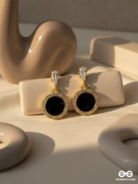 Black Holes- Gem Stone and Rhinestones Studded Black and Golden Earrings