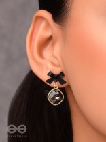 Black Magic Bows- Black and Golden Crystal Earrings
