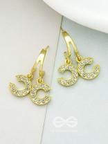 I 'C' You- Rhinestones Encrusted Golden Earrings