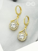 Scintillating Spheroids- Crystal and Rhinestones Studded Golden Earrings
