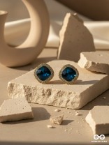 The Royal Touch- Solitaire and CZ Stones Studded Royal Blue Earrings