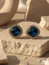 The Royal Touch- Solitaire and CZ Stones Studded Royal Blue Earrings
