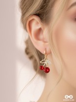 Cherry on Top- Red and Golden CZ Stones Studded Earrings